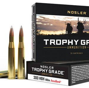 300 H&H - Nosler Trophy Grade Hyper Velocity Centerfire Ammo Mag AccuBond Cartridge