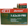 Barnaul 762X39FMJ123 7.62x39 Ammunition 123-Grain FMJ 500 Round Case - Bulk Non Corrosive