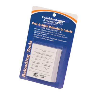 Frankford Arsenal Peel and Stick Reloader's Labels Pack of 100 Frankford Arsenal Peel and Stick Reloader's Labels Pack of 100