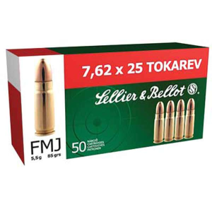 S&B 7.62X25 TOKAREV 85GR-FMJ RN 50RD 30BX/CS